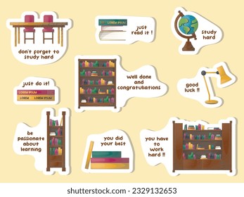 ilustración de conjunto vectorial de colección de etiquetas de biblioteca