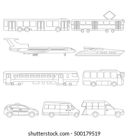 Vector set illustration of line public transport