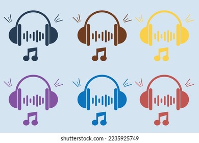 vector set of illustration logo podcast with diferent style collor 