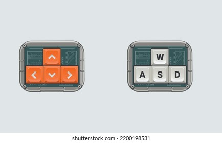 Vector set illustration with the main keys for games. In orange and white. 