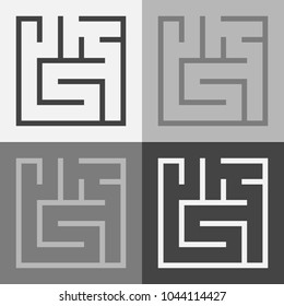 Vector set  illustration of a maze