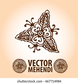 vector set : illustration mehendi, henna tattoo 