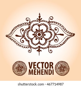 vector set : illustration mehendi, henna tattoo 