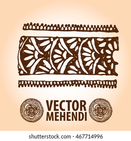 vector set : illustration mehendi, henna tattoo 