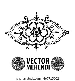 vector set : illustration mehendi, henna tattoo 