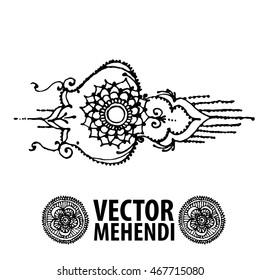 vector set : illustration mehendi, henna tattoo 