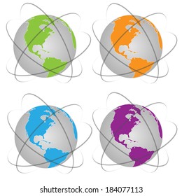 vector set illustration of planet Earth