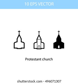 Vector set illustration of protestant church, vector eps 10 icon