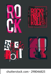 Vektorgrafik von Rock ist nicht nur Musik, Rock and Roll ist Leben, Design für T-Shirts, Vintage-Design