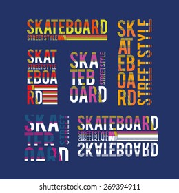 vector set illustration skateboard freestyle street style legendary rider, graphics for t-shirt ,vintage design logo, label, badge