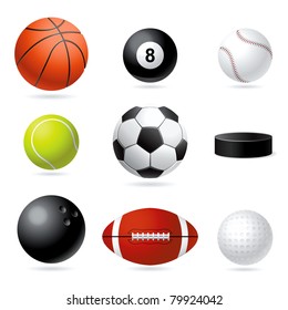 Vector set illustration of sport balls.