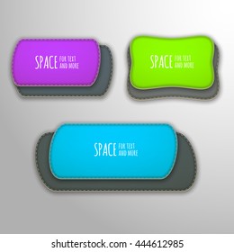 Vector set Illustration of Stitched banners Patches