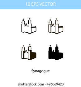 Vector set illustration of synagogue, vector eps 10 icons