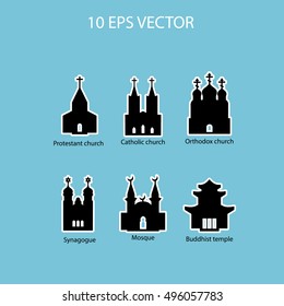 Vector set illustration of temples