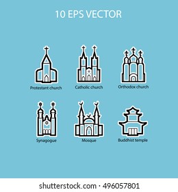 Vector set illustration of temples
