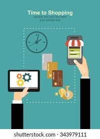 Vector set illustration of time is money flat design.Concepts web banner and printed materials.