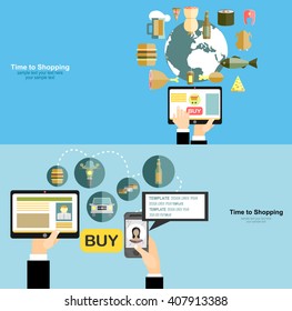 Vector set illustration of time is money flat design.Concepts web banner and printed materials.