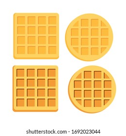 Vector set illustration with waffle iron on white background for banner design. Flat style vector. Graphic element. Template for concept design