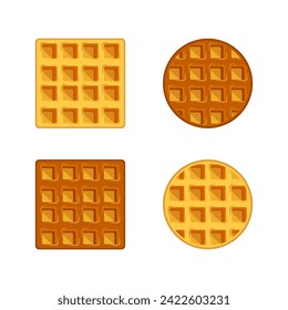Vector set illustration with waffle iron on white background for banner design. Flat style vector.
