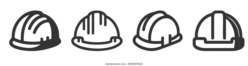 Vector set illustration of a web icons - safety helmet pack, hard hat collection.