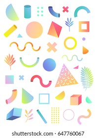 Vector Set Illustration. White Background Isolated. Color 3d Geometric Figures. Collection Trendy Design Elements For Your Design. Innovation Idea 