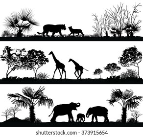 Vector Set Illustration Wild Animals Giraffe Stock Vector (Royalty Free ...