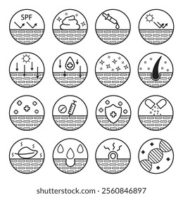 Vector set illustrations about facial skin care.