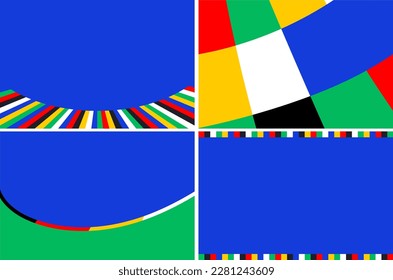 Vector set illustrations of abstract soccer backgrounds,european Football championship 2024. svg