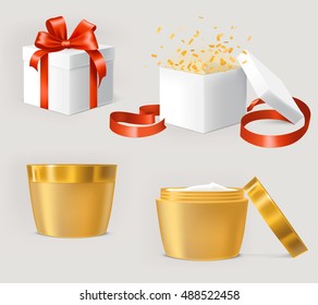 Vector set of illustrations for cosmetics containers.
