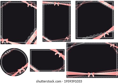 vector set with illustrations and decorative elements of ribbons, bows, lace and diamonds. In different sizes and shapes, for barnes, cards, social networks, invitations and other uses