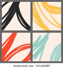Vector set of illustrations. Hand-drawn, acrylic paint. Retro style.
