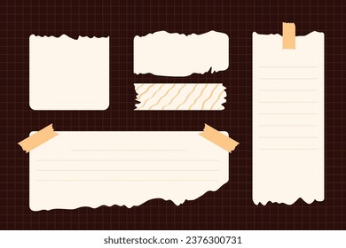 Conjunto vectorial de ilustraciones para notas de papel con cinta adhesiva