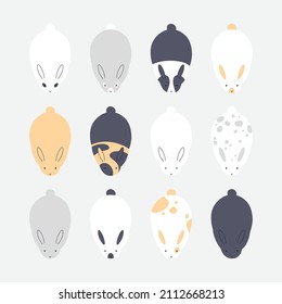 Vector set of illustrations of rabbits bunny hare.