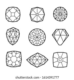 Vector set of illustrations symbols - cutting diamonds