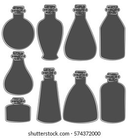 Vector set with the image of the vials, tubes. Isolated objects on a white background. 