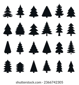 Vector ambientado con imágenes de árboles de Navidad. Diseñar elementos para su uso. El concepto de vacaciones, naturaleza y árboles.
