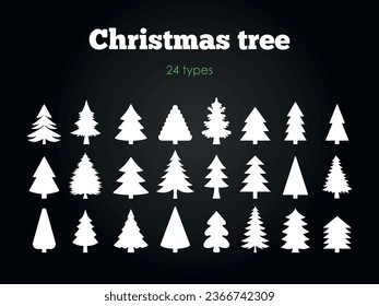 Vector set with images of Christmas trees. Design elements for your use. Holiday, nature and trees concept.