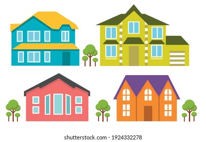 vector set of images of country houses