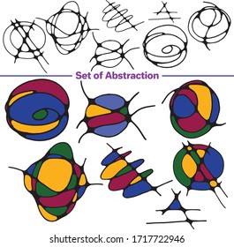 Vector set of images. Vector decorative sketch, illustration. Abstraction, logo