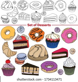 Vector set of images. Vector decorative sketch, illustration.
Dessert