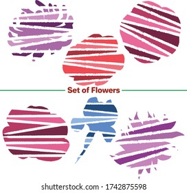 Vector set of images. Vector decorative sketch, illustration. Flowers