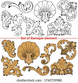 Vector set of images. Vector decorative sketch, illustration. Baroque vector of vintage elements for design. Decorative design element.