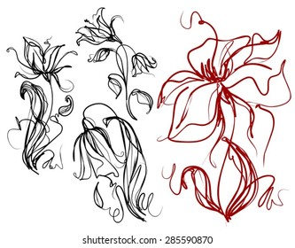 Vector set of images with flower patterns 