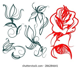 Vector set of images with flower patterns 