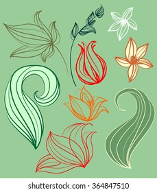 Vector set of images with flower patterns 