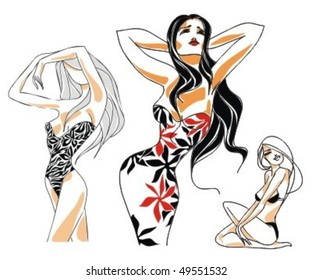 VECTOR Set of images with girls