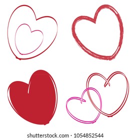 Vector set of images with hearts