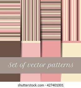 Vector set of images with stripes.Set of vector seamless multicolored patterns.