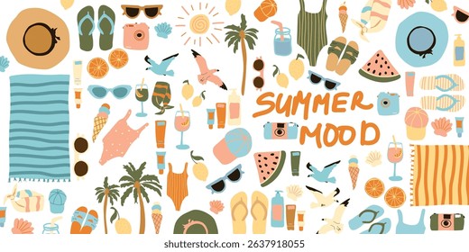 Vector set of images of summer attributes