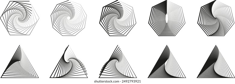 Vector set of impossible shapes. Optical illusion. Abstract shapes. Minimal geometric logo. Vector illustration EPS 10